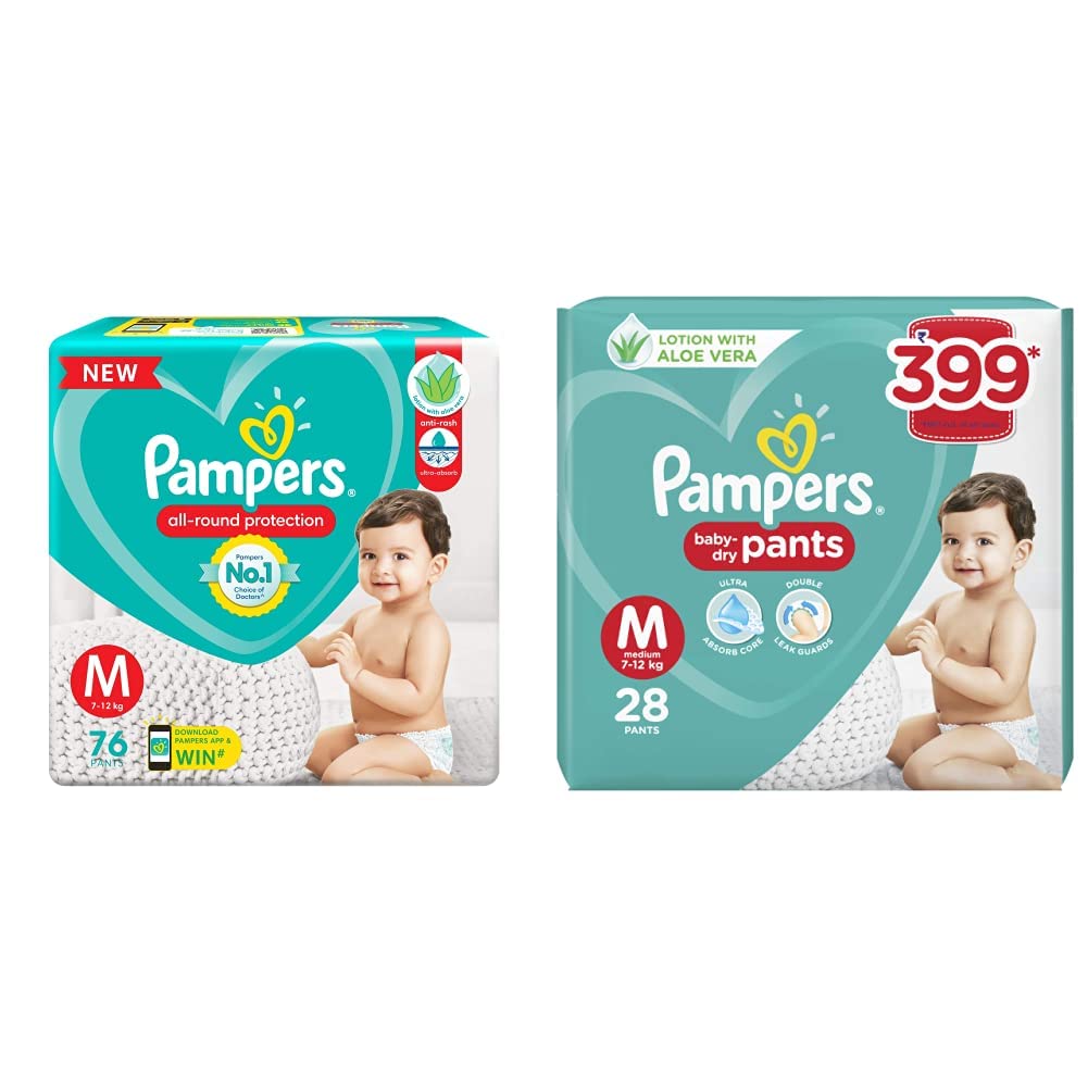 Buy Pampers Diaper Pants, Medium, 76 Count & Pampers Diaper Pants