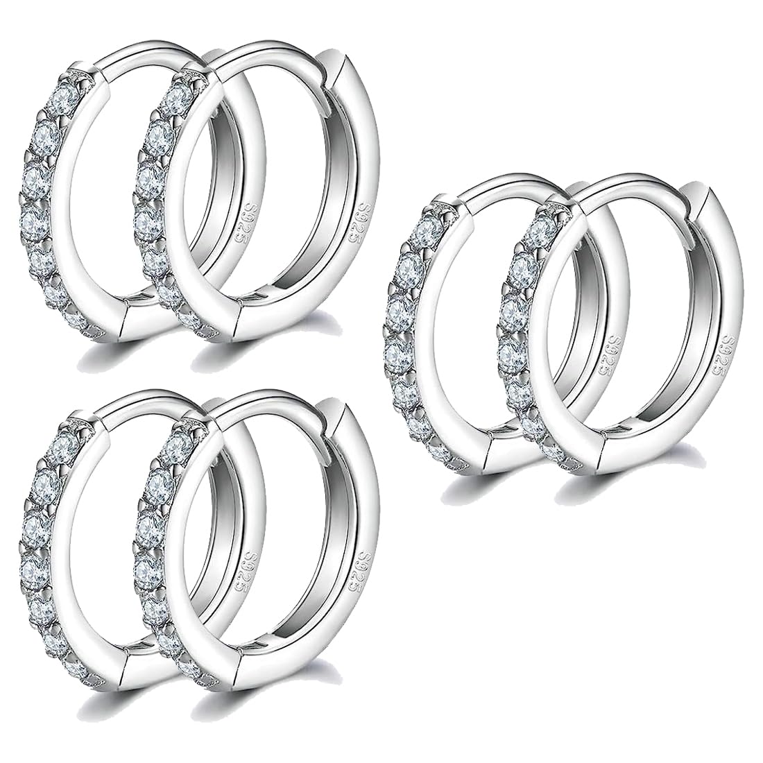 LuLiyLdJ Conjunto de 3 pares de pendientes de aro, pendientes de plata para mujer, pendientes de aro pequeños para mujer, aros pequeños para dormir, pendientes hipoalergénicos,
