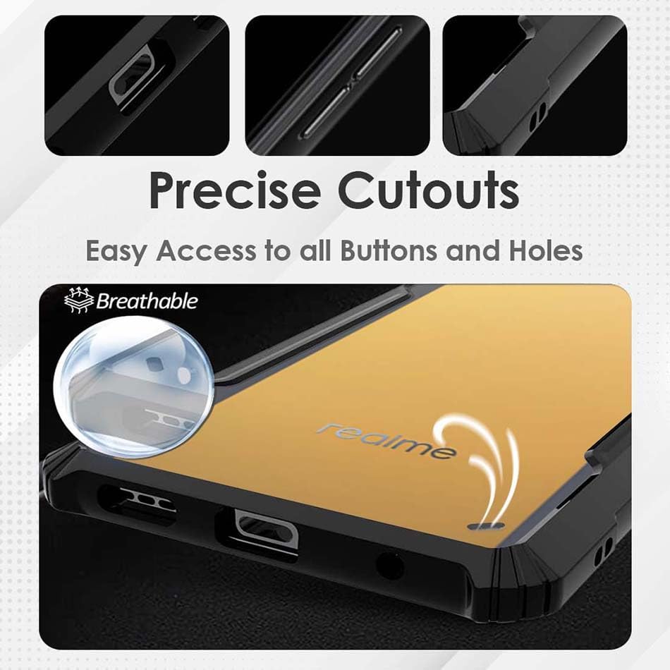 Image of Transparent Hard Back Cover case for Realme Narzo 70 Turbo - Transparent Grip Case /Shockproof Corners with Camera Protection