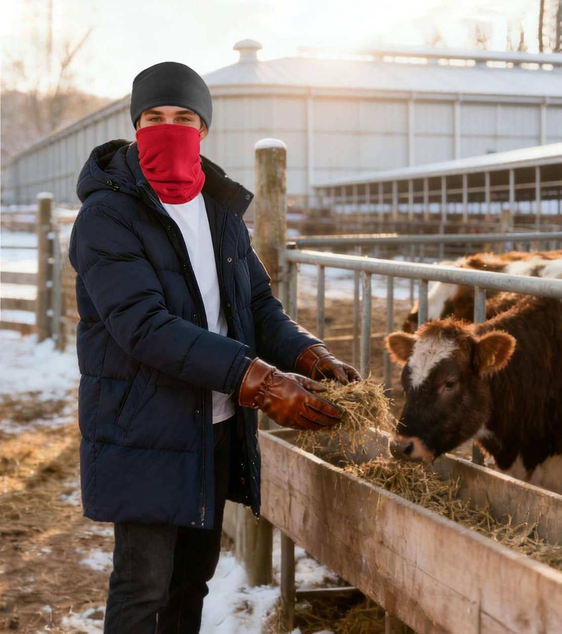 Double-layer Thick Fleece Ski Neck Gaiter, Winter Scarf Face Mask for Men Women, Warmer Beanie for Big Heads - Image 6