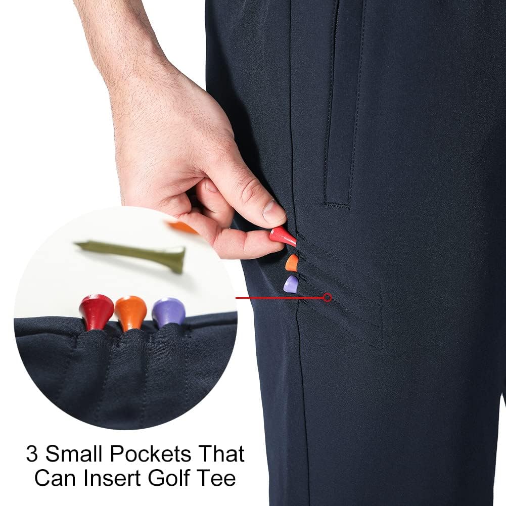 aoli ray Uomo Pantaloni da Golf Sportivi Slim Fit Impermeabile Leggeri Pants con Tasche Blu Navy Darkblue S