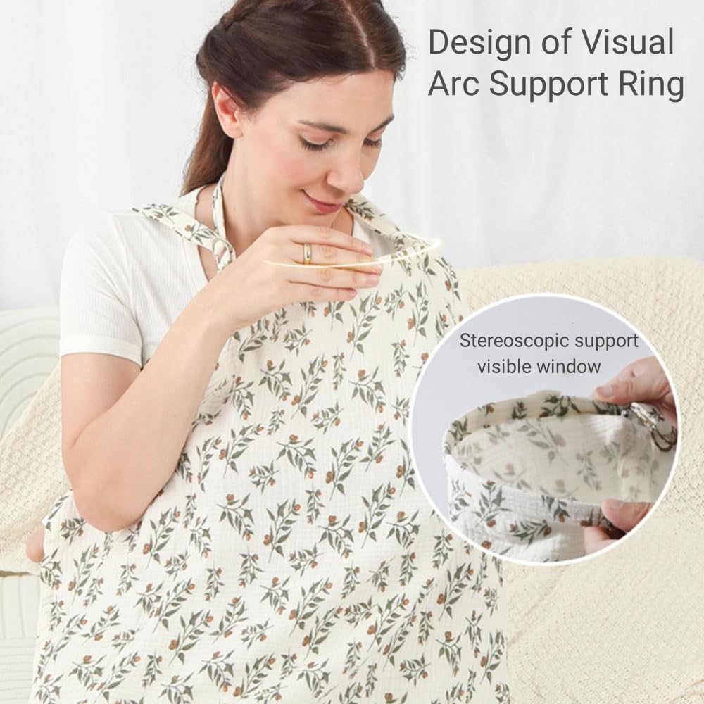 Breastfeeding Cover Baby Breast Feeding Cover for Mum Infant Breathable 100% Cotton Breastfeeding 360° Coverage Breathable Lightweight Apron for Privacy Shield - Image 4