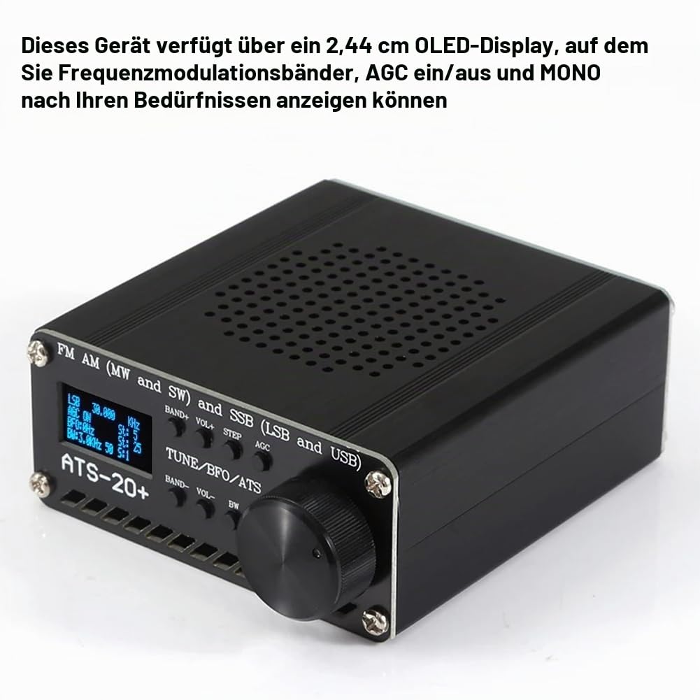 Irfora ATS-20+ SI4735 Vollwellenband-Radioempfänger Frequenzmodulation AM (MW & SW) SSB (LSB & USB) Abdeckung kommerzieller Amateurfunkbänder