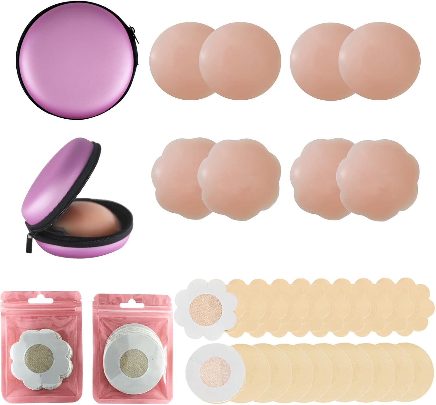 Pasties Nipple Covers for Women Hypoallergenic Reusable Nipple Cover Adhesive Breast Petals Boob Cover