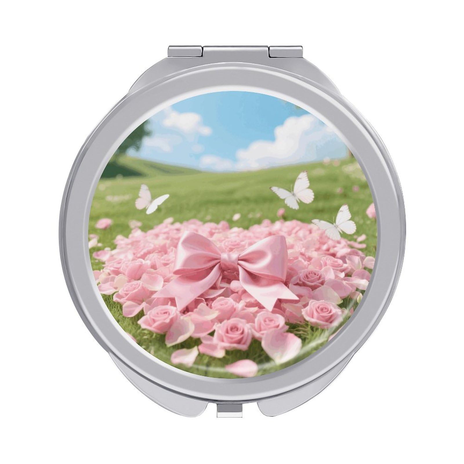 VstaDank Flowers Travel Makeup Mirror Fashion Folding Handheld Pocket Mirrors Portable Cute Mini Mirrors Round Compact Mirror for Purse Handbag& Gift Home Outdoor Use