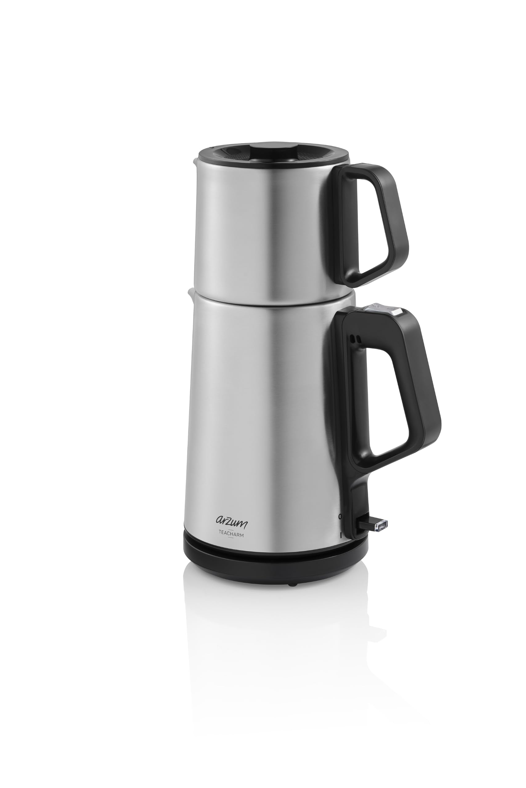 Arzum AR3143 Teacharm Teemaschine, Grau, 1800W Elektrischer Teebereiter Mit 1,8 Liter Wassertank, 1 Liter Glaskanne Und Doppelheizsystem