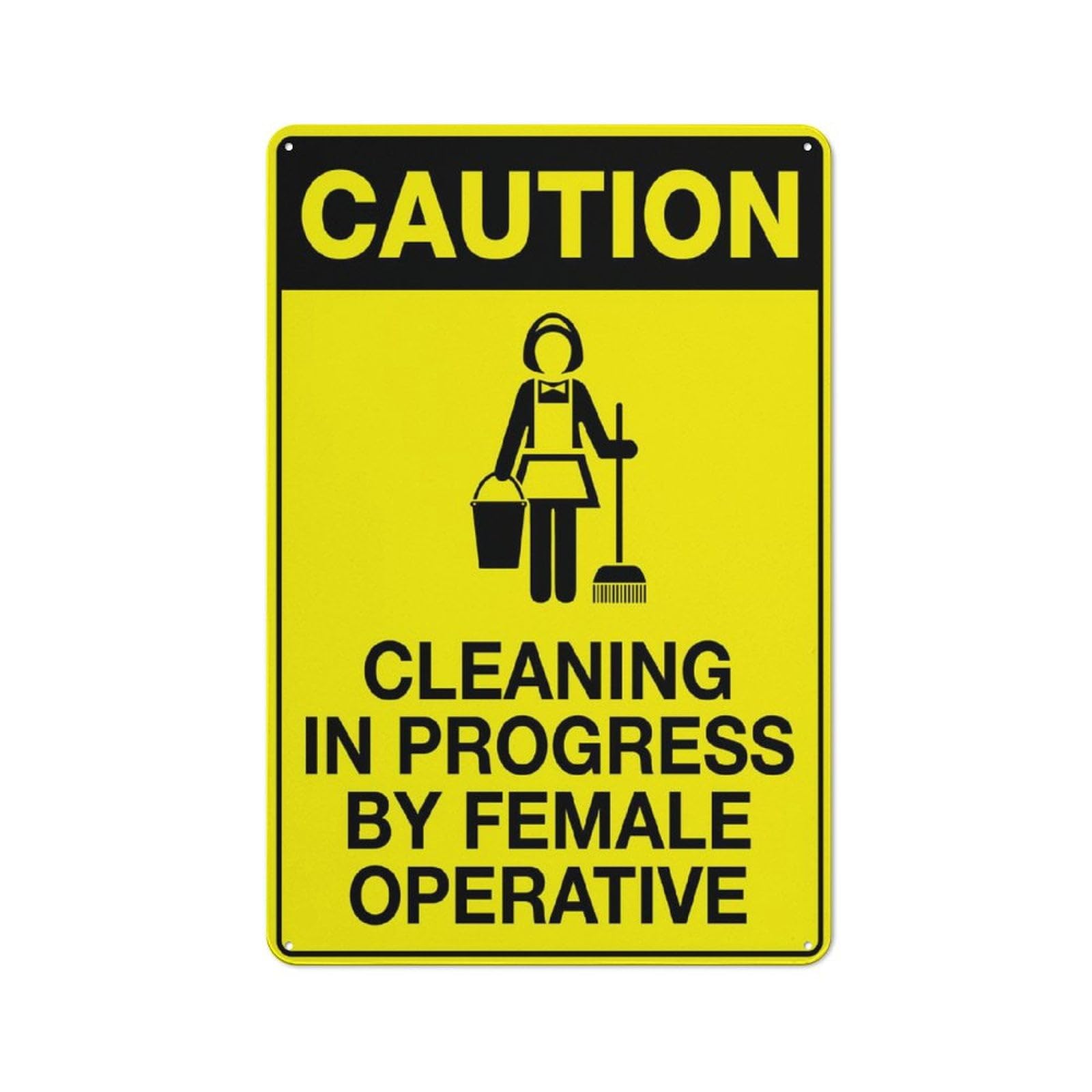 peiyeety Caution Cleaning in Progress by Female Operative Sign 12x16 Inches Rust Free Aluminum Signs Outdoor, Metal Tin Sign for Home, Business, Yard