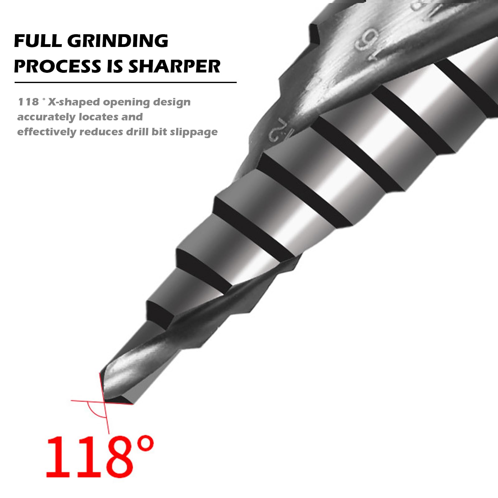 Punta A Gradini Conica 4-32 Mm - Per Metallo, Legno, Plastica E Acciaio | HSS - Foto 4