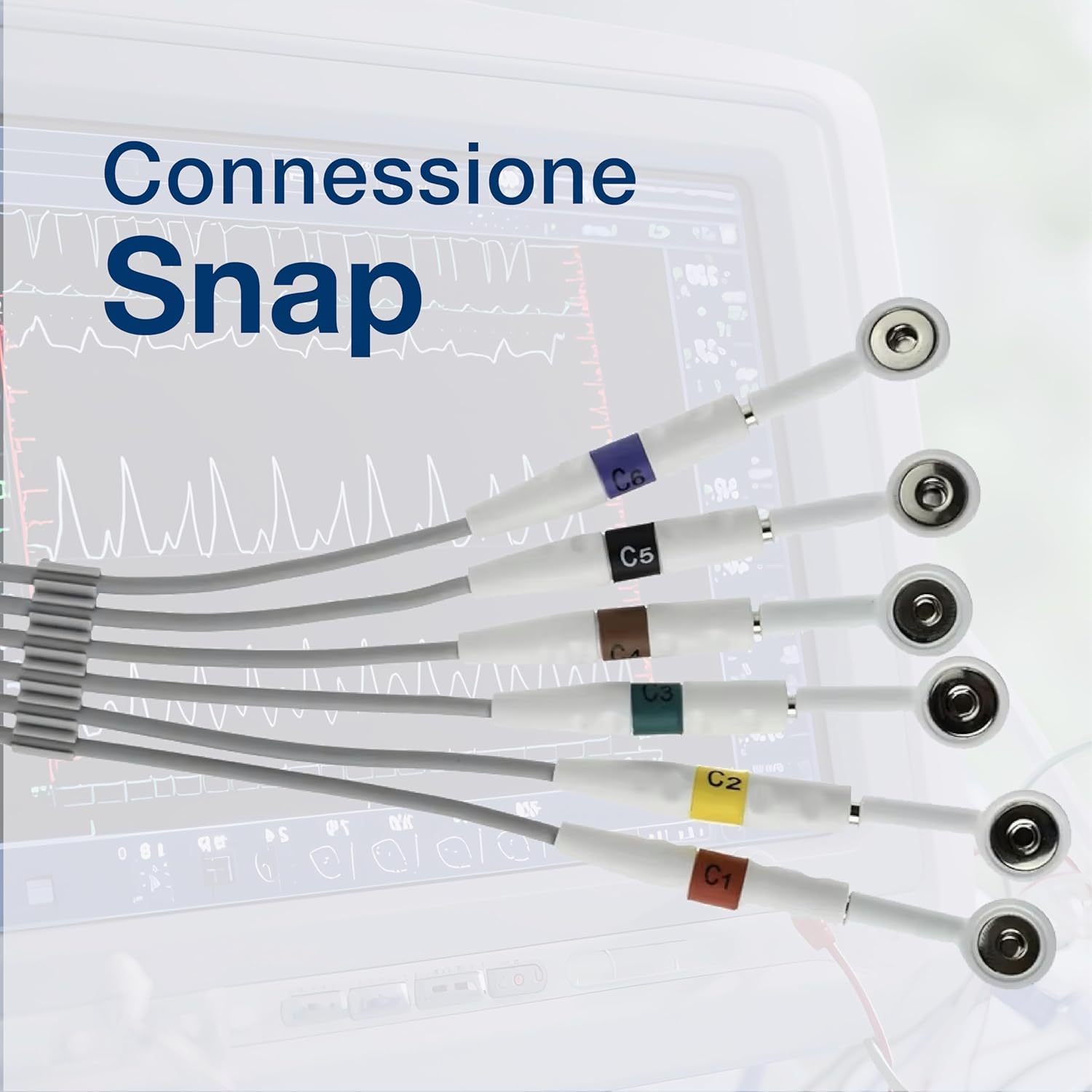 SF100-1250 Elettrodi ECG Monouso, Certificato CE - 36x40mm per Elettrostimolatore- Elettrodo Ovale a Bottone, Connessione Clip in Acciaio, Adesivo Idrogel Solido - Sensore in Ag/AgCI - SF100