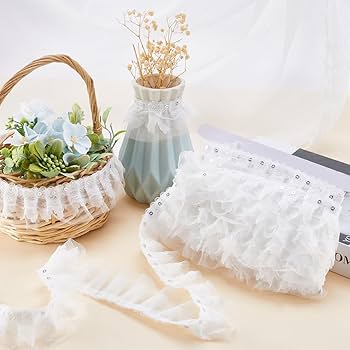 Cotton Flower Tulle Lace Edge Trim Ribbon 12 Cm Wide Vintage Style 9