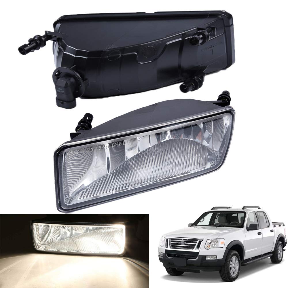 FuAuto Rectangular Lens Fog Lights Driving Lamps Pair Fit for Ford Explorer 2006-2010 Sport Trac 2008-2010 2007 2009 H10 12V 42W Driver Side & Passenger Side