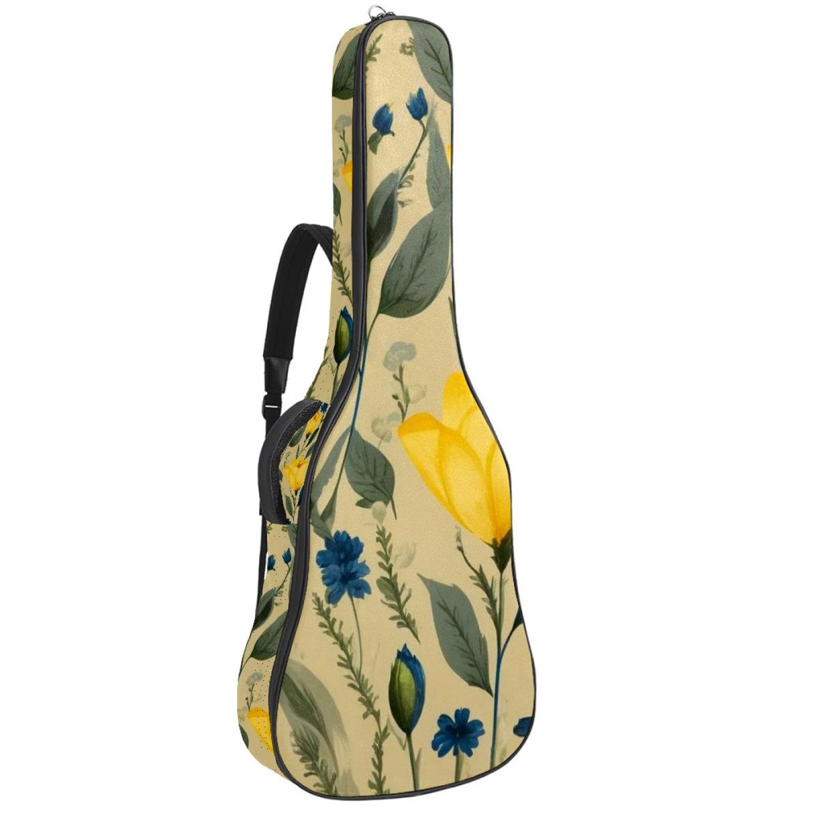 NUEAHEDN Acoustic 40/41/42 Inch Colored Leaves Large Capacity Guitar Gig Bag 0.4Inch Extra Thick Sponge Overly Padded, with Two Storage Pockets, Waterproof Guitar Case
