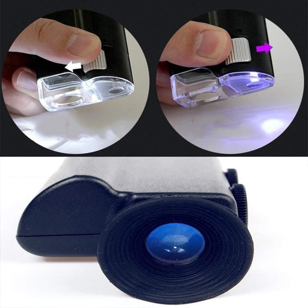 Lupa de Pantalla Lupa de Mano con luz LED, 200-240 Veces el microscopio, con luz púrpura, para inspección in situ, valoración de Joyas, impresión de fabricación