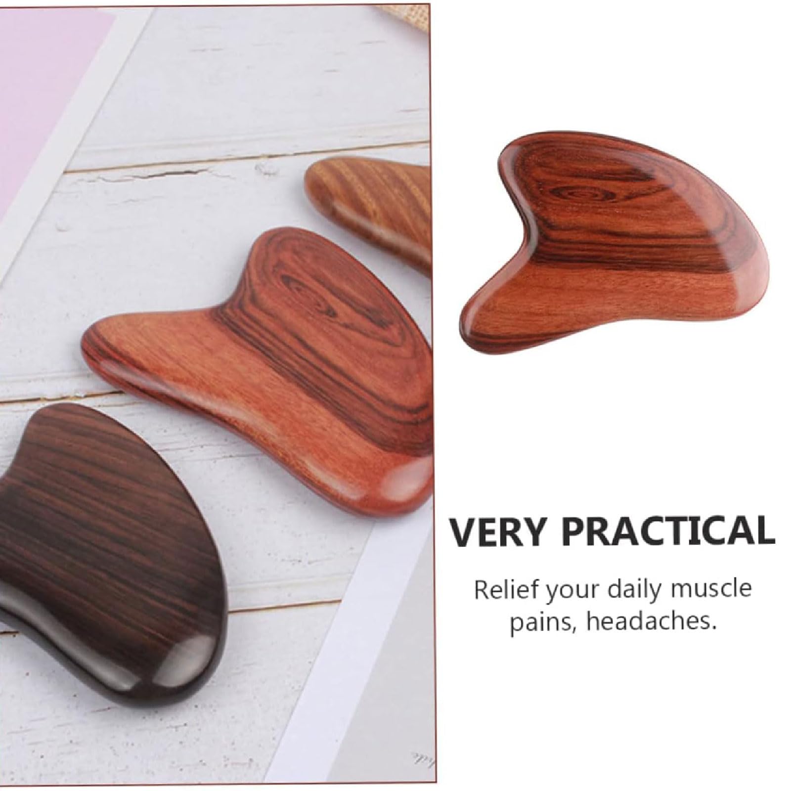 Junta Gua Sha Paquete de 3 Herramientas de Masaje de Tablero Gua Sha de Madera, Rodillo Facial, masajeador de Cuero cabelludo, Cuidado de la Piel Gua Sha Herramientas Gua Sha