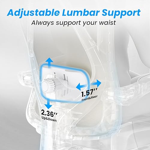 Miniatura 5 de Beige Ergonomic Office Chair with Footrest, Comfy Computer Desk Chairs with Adjustable Headrest & Lumbar Support, Mesh High Back Reclining Chair for