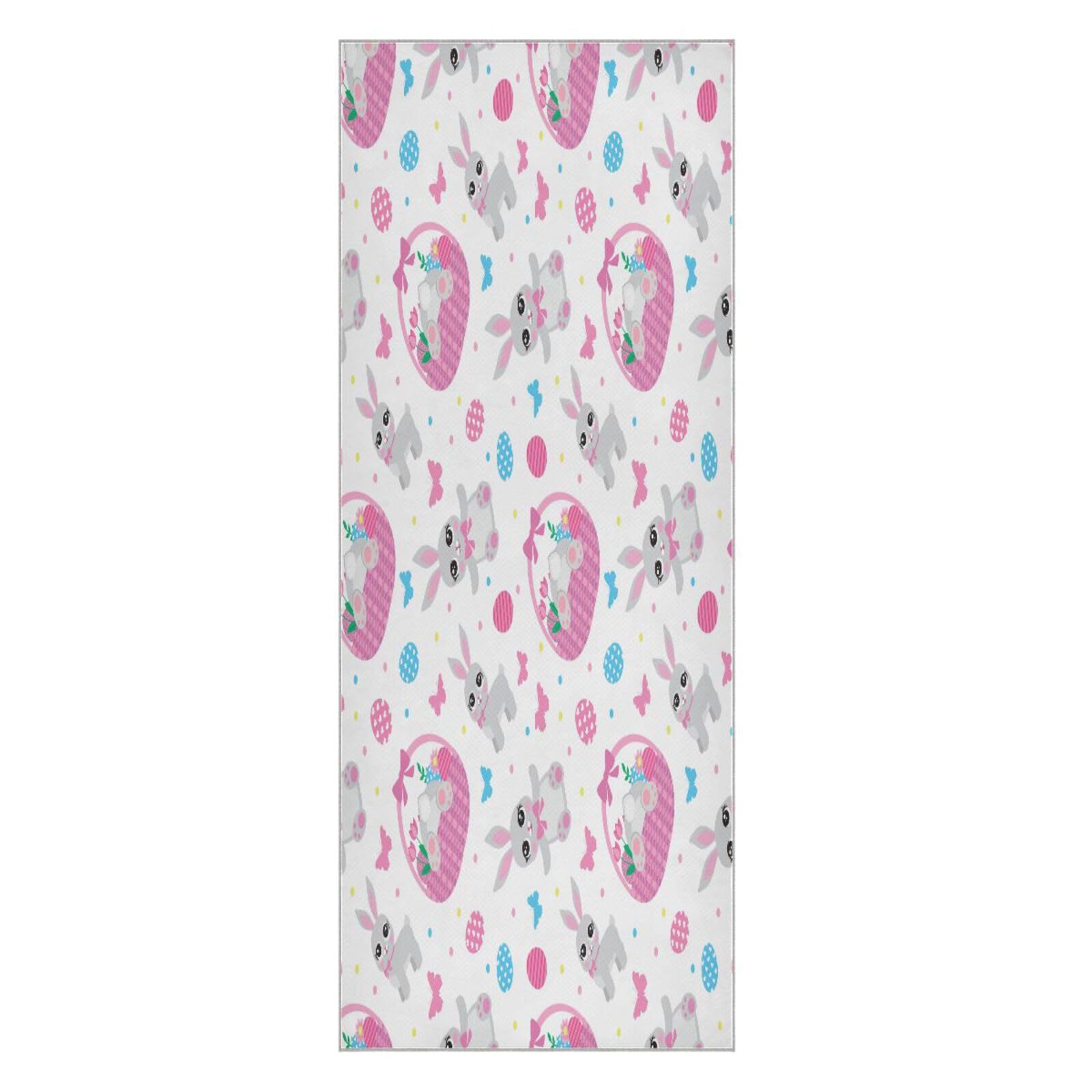 pnyoin Easter Butterflies and Eggs Yoga Towel,Hot Yoga Mat Towel with Grip Dots Sweat Absorbent Non-Slip for Hot Yoga, 24