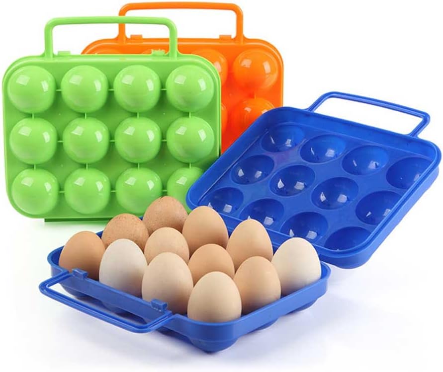 Egg Storage Box Container Portable Carry 12 Eggs Case Holder Hiking Outdoor Size OneSize (Blue)