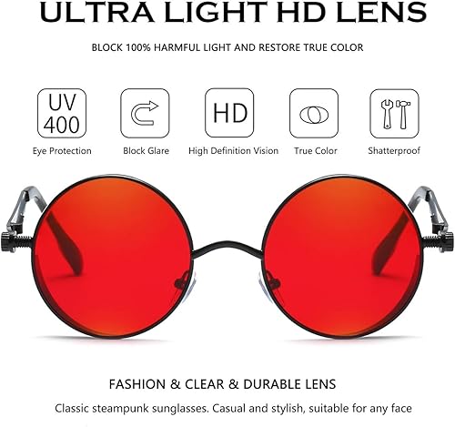 Miniatura 3 de Dollger Gafas de sol vintage Steampunk Retro Metal Round Circle Frame