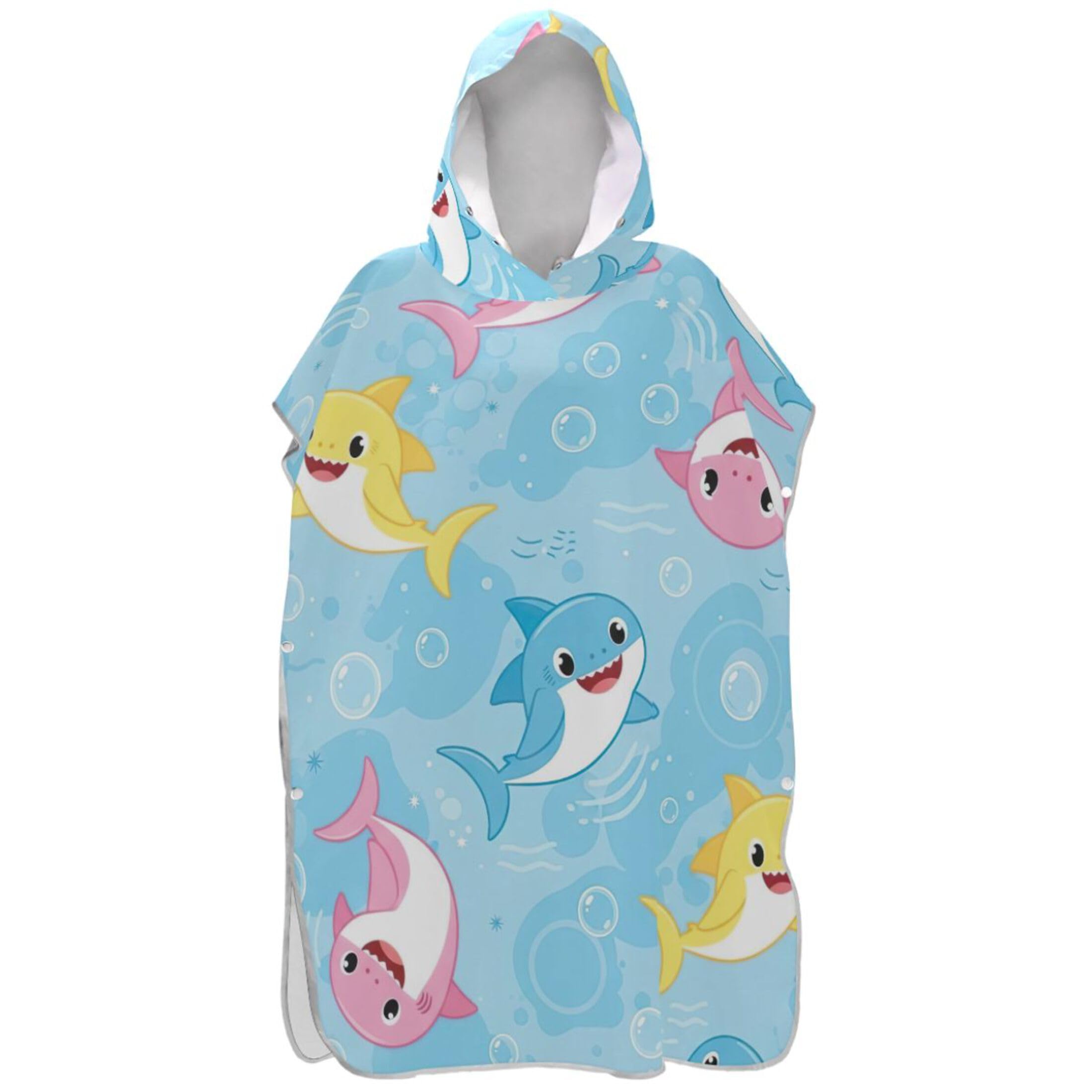 Poncho de surf bleu motif requin amusant, robe de plage à capuche amovible taille unique