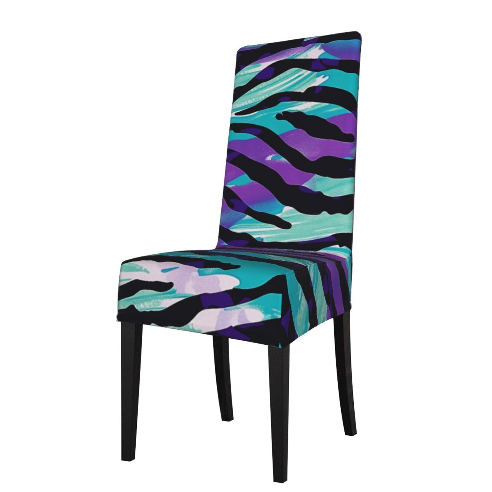 WPKJU Blue Green Camouflage Zebra Stripe Print Dining Chair Covers Removable Chair Seat Covers Decorative for Kitchen & Bar Stools