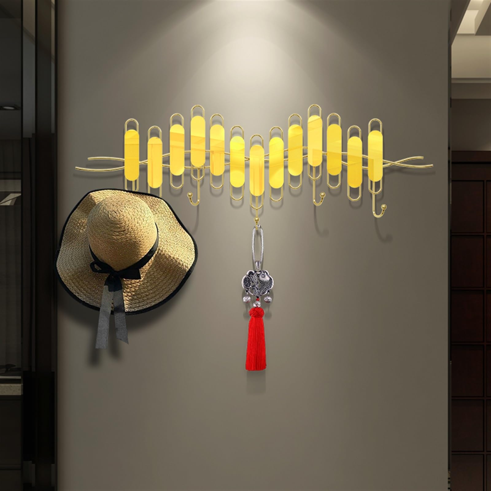 Cintre mural Porte-manteau mural, porte-manteau d'entrée, crochets muraux à suspendre, porte-chapeau for mur avec 5 for entrée, chambre coucher Gain de place