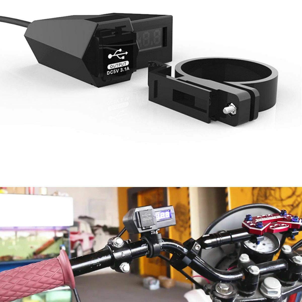 Riloer Wasserdichter Motorrad-Tankrucksack mit USB-Ladegerät, Schwarz