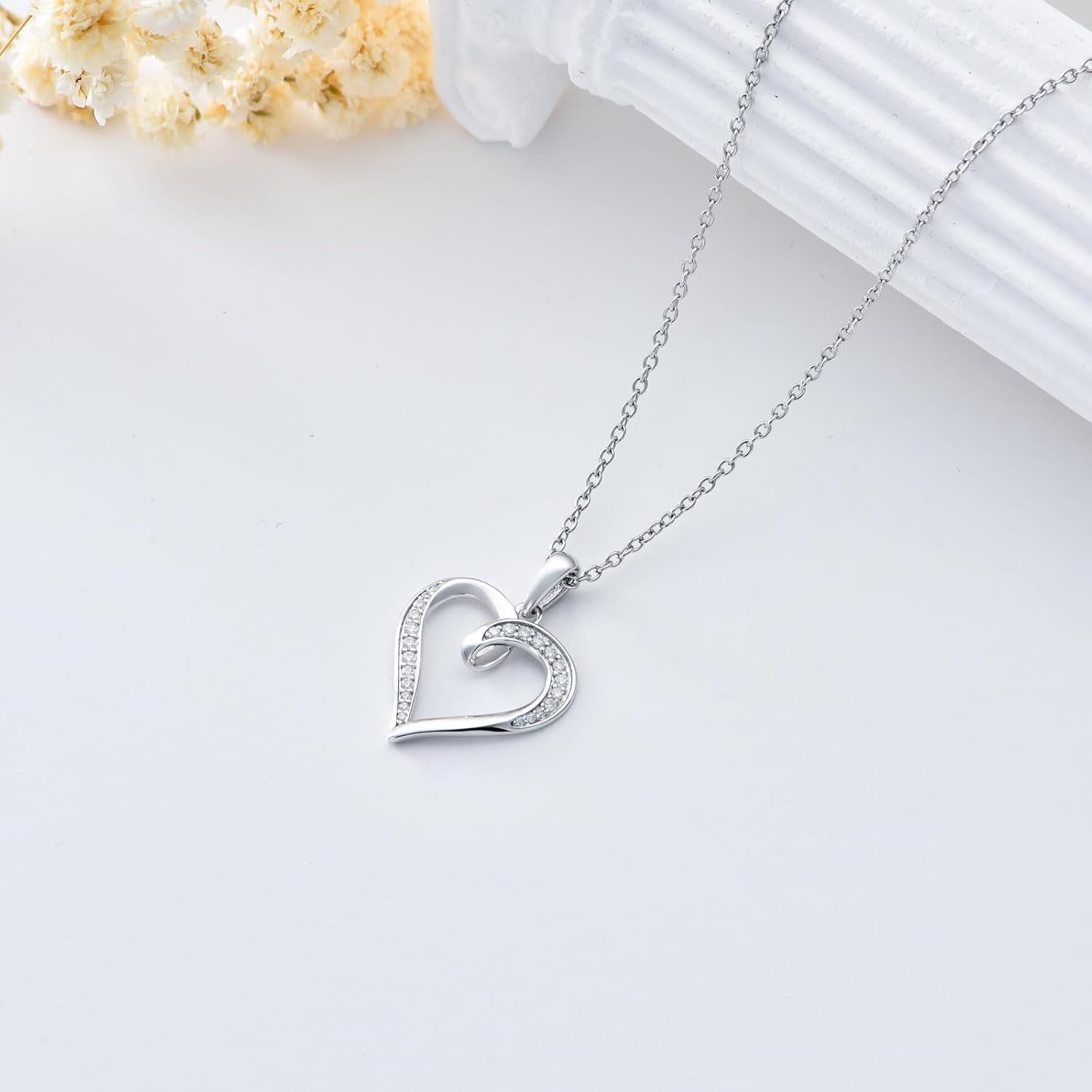 14k Solid Gold Heart Pendant with Moissanite Eternal Love Heart Necklace Jewelry Bi... - Image 6