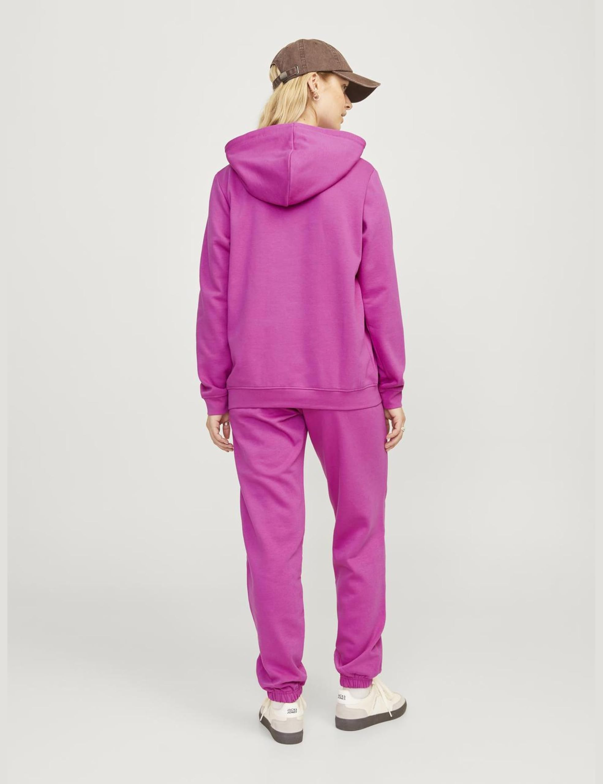Jack & Jones Jxabbie RLX Ls Every Hood SWT Noos, fuksja czerwony/nadruk: karminowa róża Jjxx Logo, S