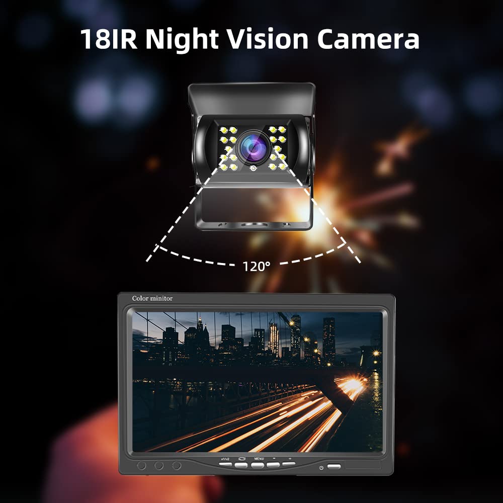 Kit Telecamera Di Retromarcia Con Monitor 7" LCD - Impermeabile IP68, Visione Notturna 18 LED, Cavo Da 20m Per Camper E Camion - Foto 6
