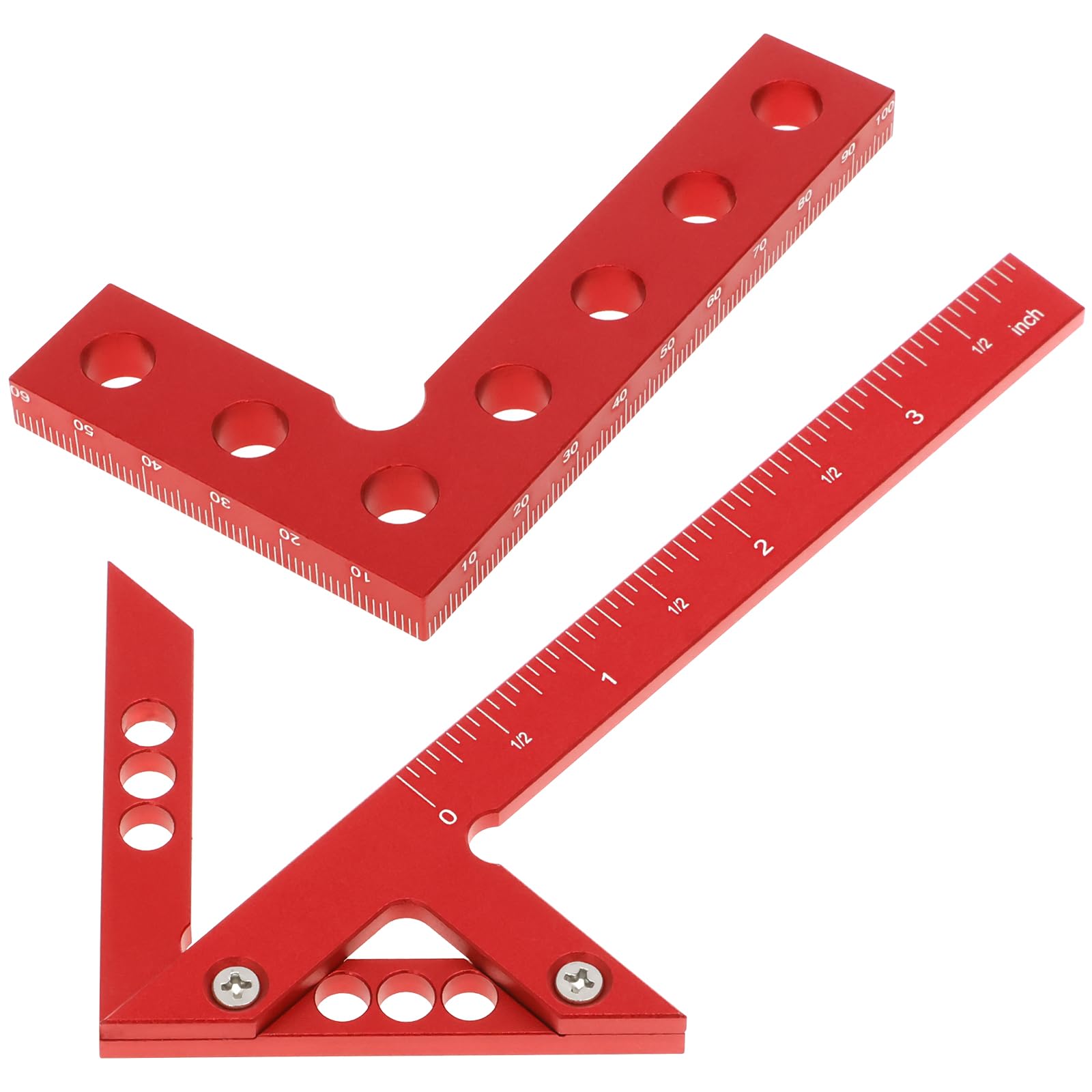 Cbwerbb Red Center Scribe Gauge, Aluminum Alloy Center Line Scriber 45 Degree Angle Scribing Gauge Woodworking Marking Tool, Circle Centers Finder,