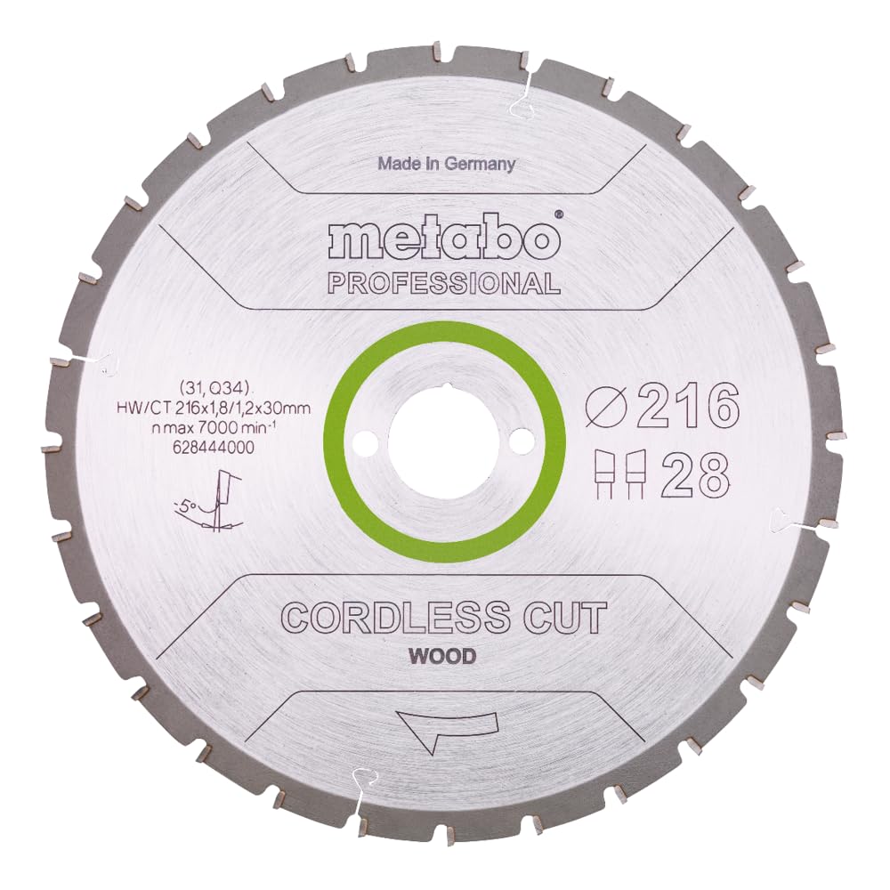 METABO 628444000 - Hoja de sierra CordLess Cut Professional 216 x 30 mm, 28 WZ 5° negativo