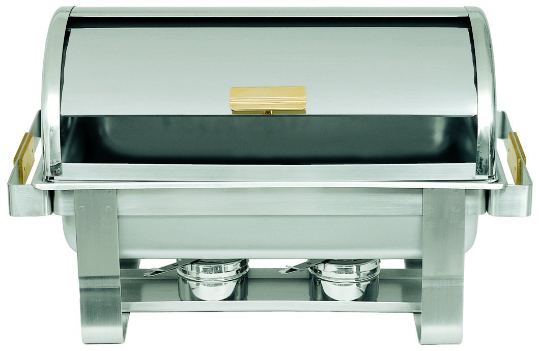Update International 8 Qt Stainless Steel Rectangular Gold-Accented Roll-Top Chafer