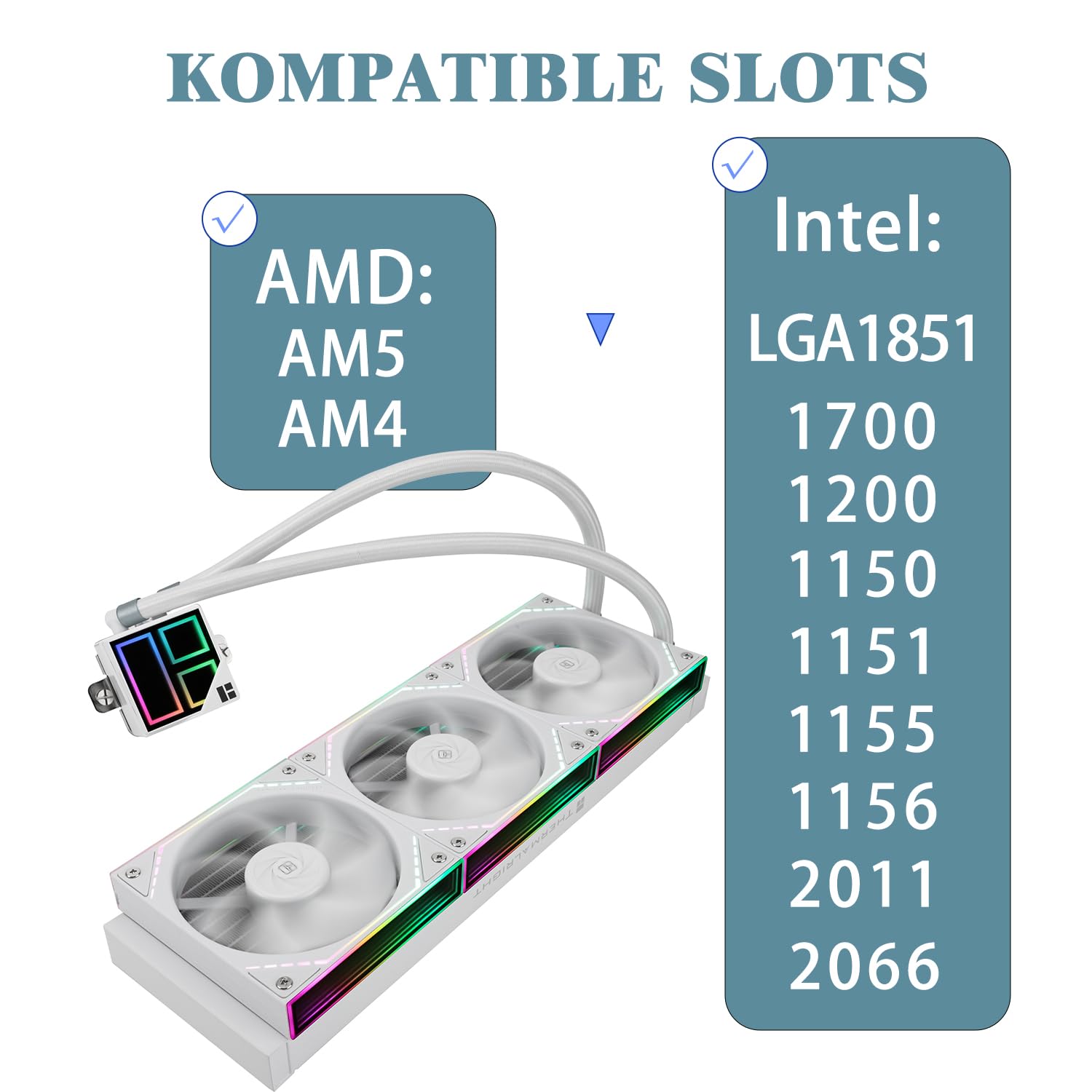 TR-Thermalright Frozen Infinity 360 Bianco Liquido CPU Radiatore, Radiatore Aio 360mm con Effetto Luce Infinity Mirror, 2000RPM, per AMD AM4/AM5, Intel LGA1851/1700/1150/1151