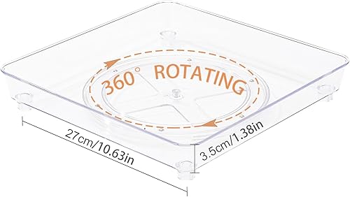 Miniatura 3 de Roninkier Plataforma giratoria transparente de 2 niveles, organizador de especias de despensa de 9 pulgadas, organizador de maquillaje Lazy Susan de