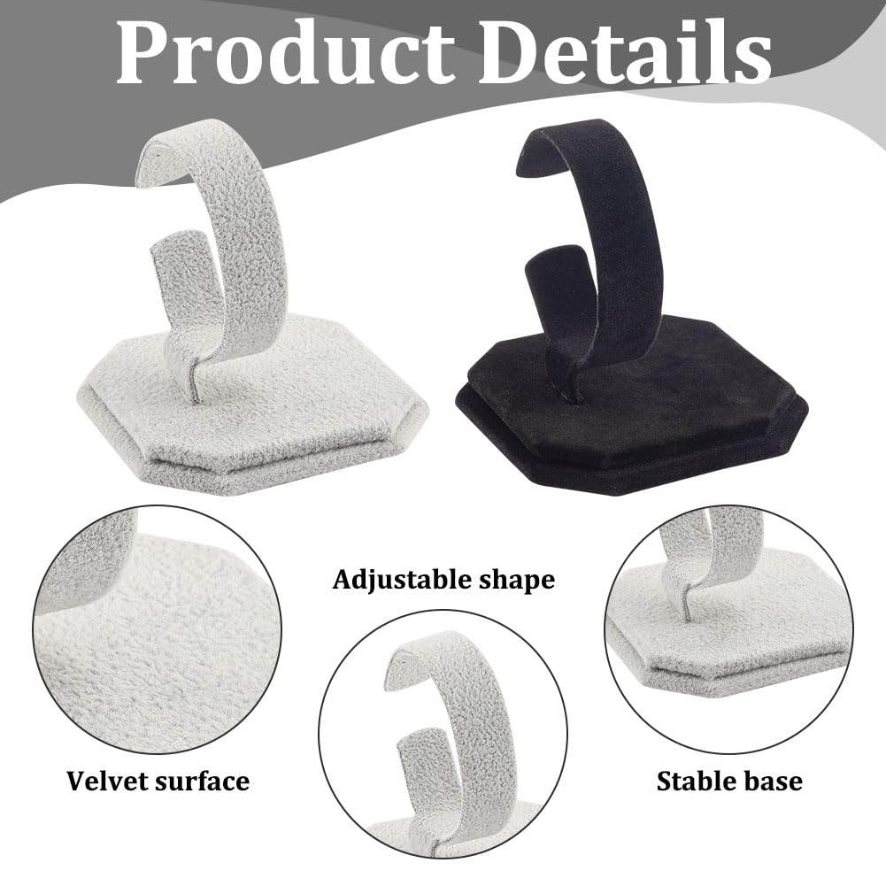 FREEBLOS 4Pcs Uhrendisplay Ständer Samt Uhrenhalter Ständer Samt Uhrenhalter Ständer 2 Farben Uhrenständer für Handgelenkuhren für Arbeitsplatte