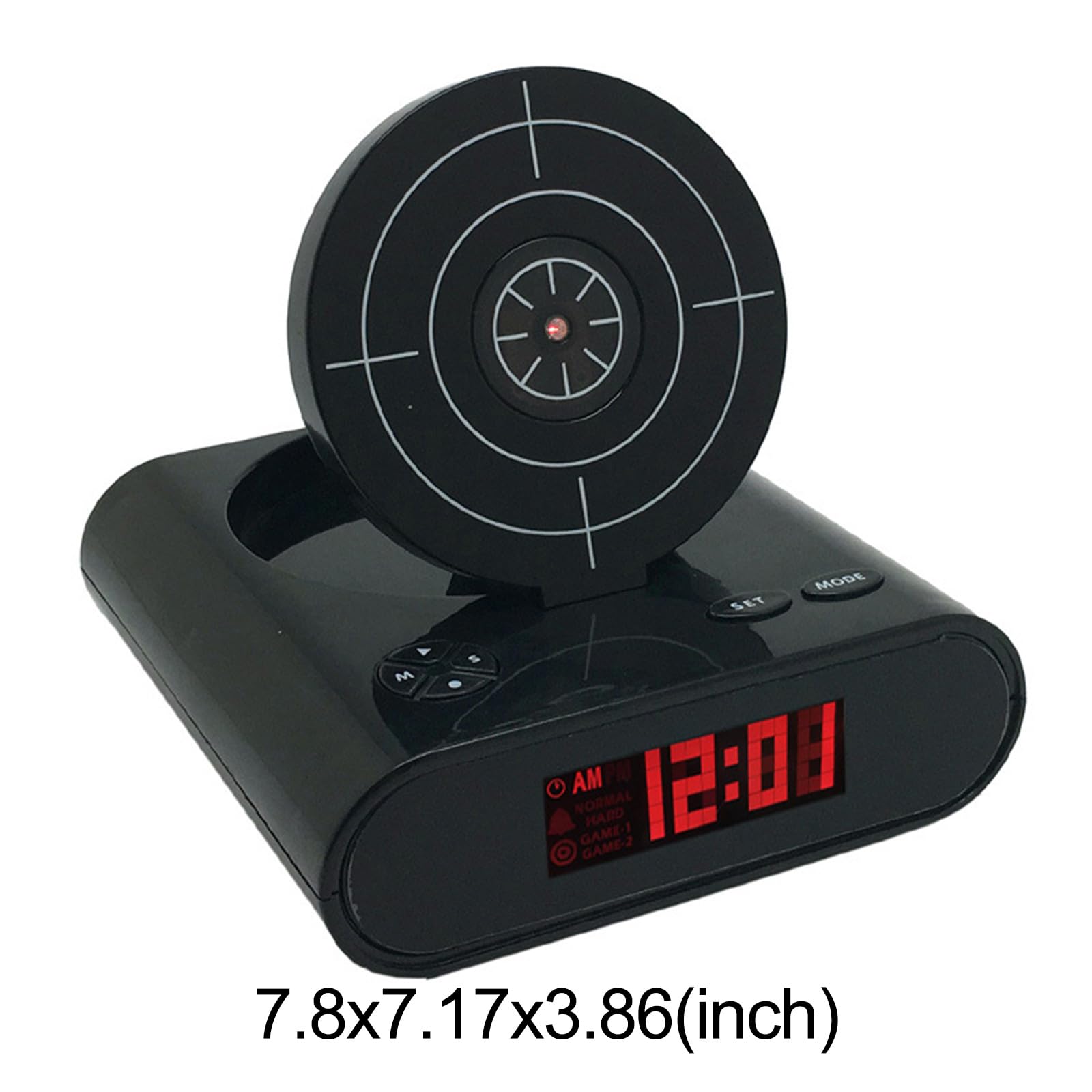 Reloj despertador con pistola y pantalla LED, reloj despertador personalizado, personalización de tonos de llamada, 2 modos de alarma para personas que duermen con mucha fuerza, novedad para niños y