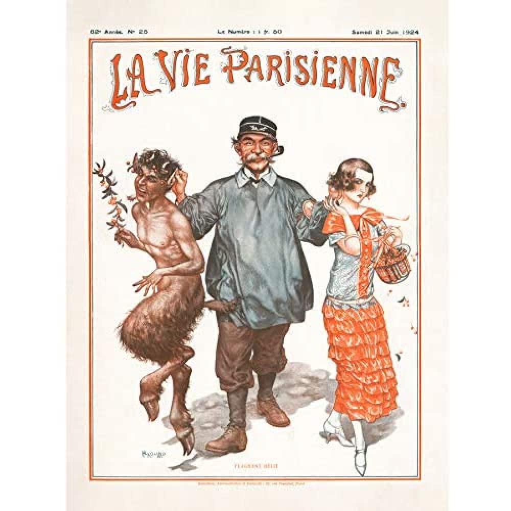 Artery8 La Vie Parisienne Punishing Faun Girl Magazine Cover Art Print Canvas Premium Wall Decor Poster Mural