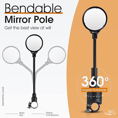 Miniatura 5 de West Biking Espejo de bicicleta para manubrio, espejo retrovisor giratorio ajustable para bicicleta, espejos de seguridad convexos acrílicos de gran