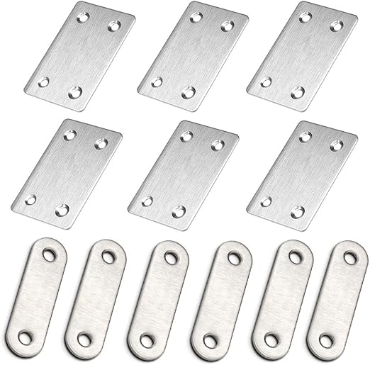 12 Pcs Kitchen Door Joining Plates Flat Mending Plate Straight Steel