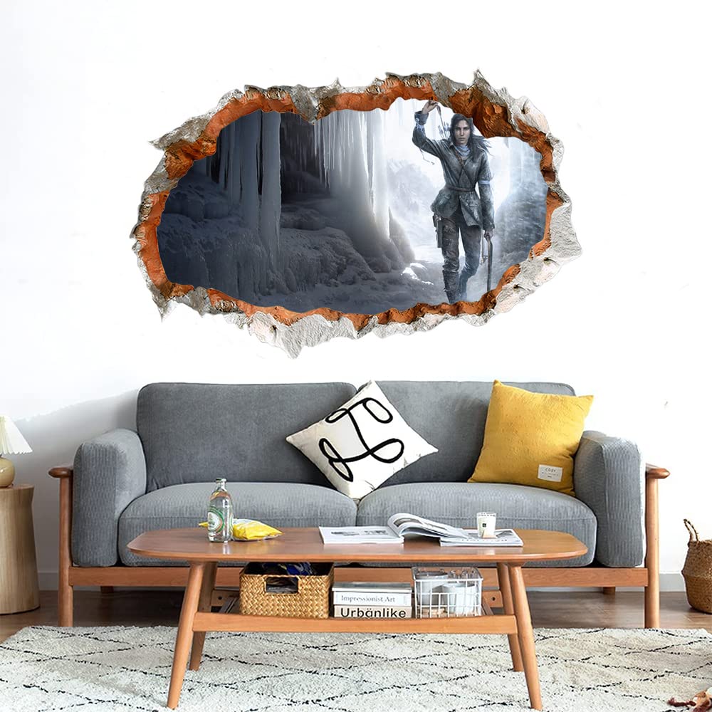 GADGETS WRAP Printed Wall Decal Sticker Broken Smashed Bricks Wall Style Decal (81cm x 55cm) - Rise of The Tomb Raider ice cave Lara Croft