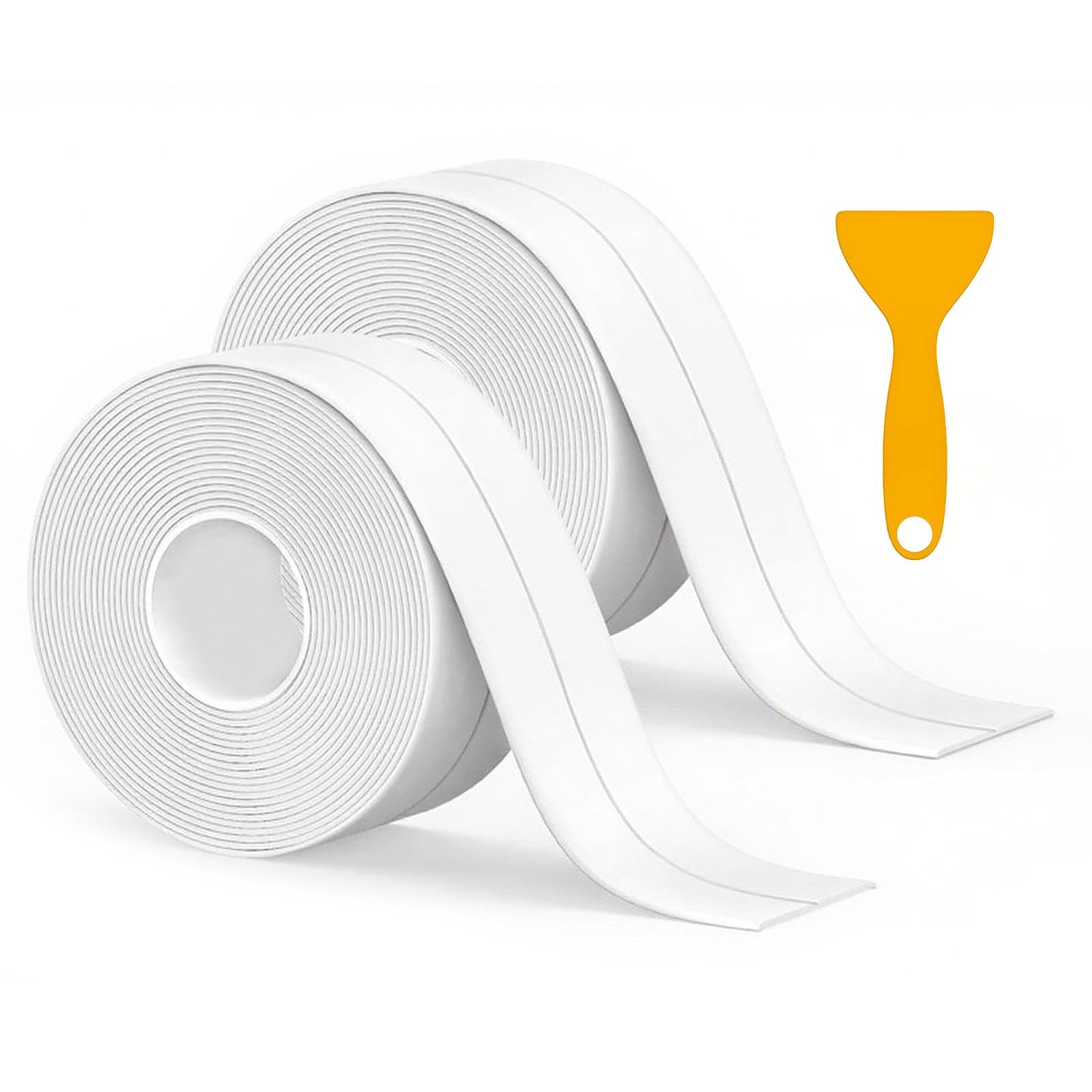 Bath Sealant Strip, 38mm x 3.2m Self Adhesive Caulk Strip, Waterproof Bathroom Sealant Tape for Bathroom, Kitchen, Bathtub, Toilet, Sink, Kitchen Wall Floor, with Sealing Tool