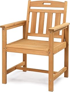 VINGLI Outdoor Dining Chairs, Solid Wood Patio Chairs Outdoor Chair for ...