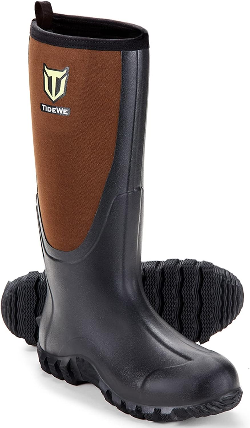 TIDEWE Rubber Boots for Men Multi-Season, Waterproof Rain Boots with Steel Shank, 6mm Neoprene Durable Rubber Outdoor Hunting Boots (Black, Brown & Realtree Edge Camo) : Clothing, Shoes & Jewelry
