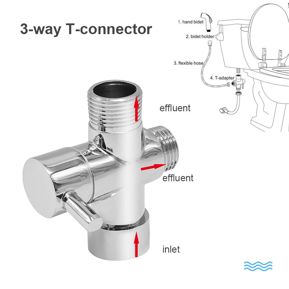 Conector Adaptador En T Para Bidet | Conexión 7/8x7/8x1/2 Para Mangueras De Agua | Válvula Mezcladora