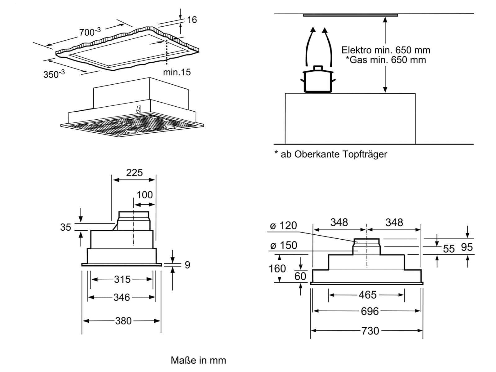 Bosch Serie 4 DHL755BL - Campana (610 m³/h, Canalizado/Recirculación, D, A, C, 38 dB)