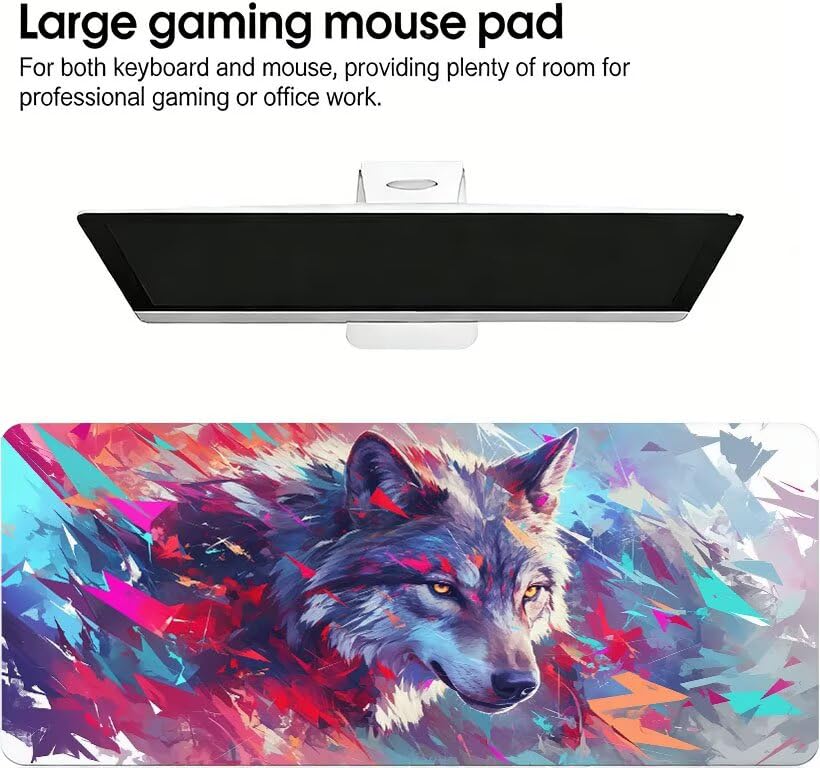 Podkładka pod mysz dla zwierząt XXL 1200 x 600 x 3mm, duża podkładka pod mysz wilk podkładka do gier, przyszyte krawędzie, antypoślizgowa gumowa podkładka pod mysz, do biura i gier, prezenty dla
