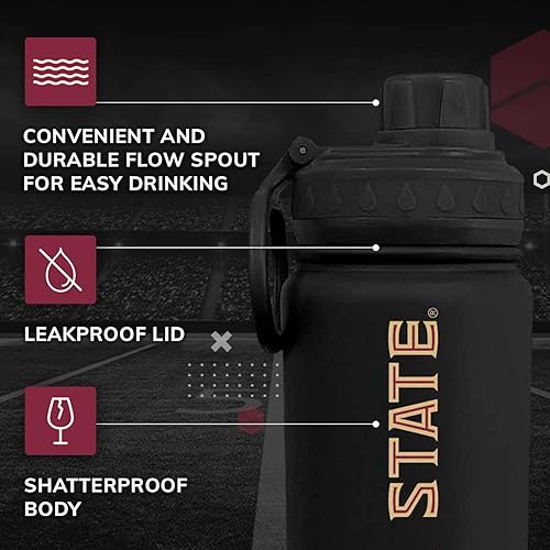 Vista 460 de Campus Colors Botella de agua de acero inoxidable de la NCAA, tapa giratoria, 24 onzas, clip de transporte, mantiene tus bebidas calientes o frías