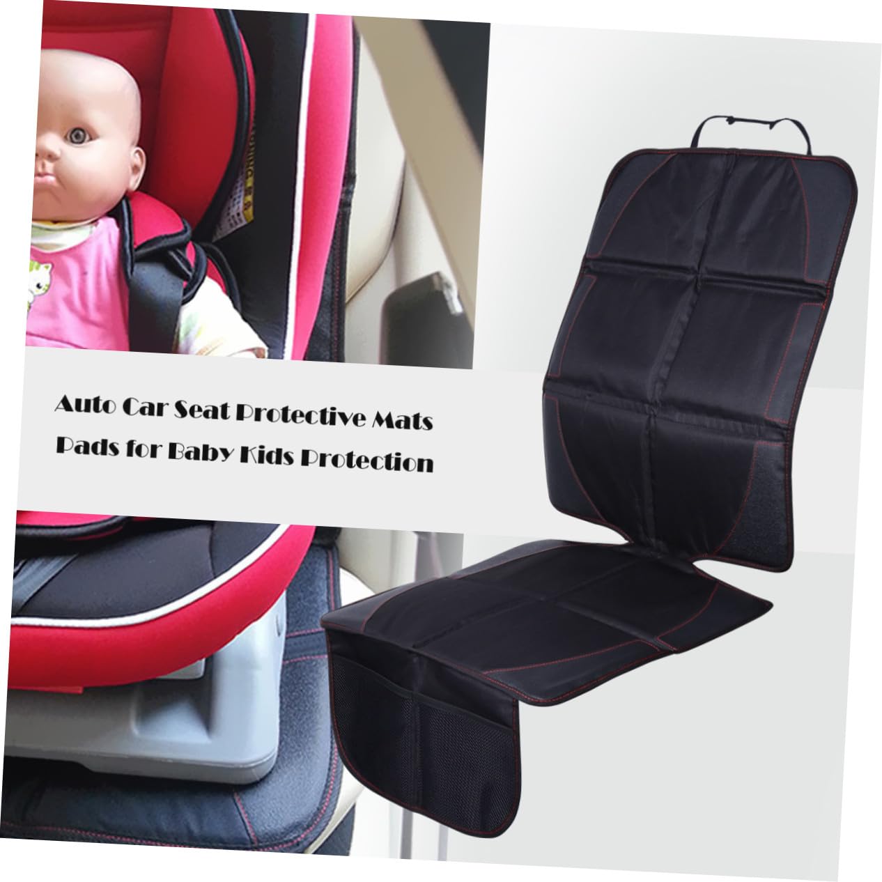 Protezione Seggiolino Auto per Bambini, Nero, Cuoio Oxford Cotone