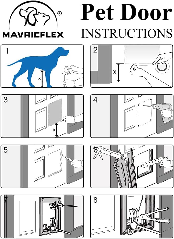 MAVRICFLEX Weatherproof Dog Door with Sliding Lock Panel, Energy Efficient Rugged Aluminum Large Dog Door, Easy Installation, Magnetic Double Flaps Heavy Duty Dog Door for Dogs Up to 110lbs : Everything Else