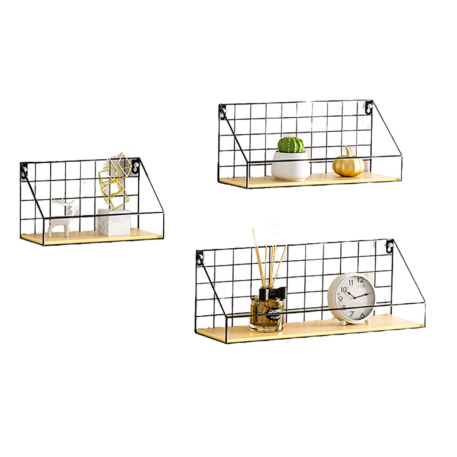 Set De 3 Estantes Flotantes De Pared,Estilo Moderno Estante De Almacenamiento Decorativo,Estante De Pared Decorativa De Techo,Carga De 10KG,para Habitación, Salón, Cocina, Pasillo